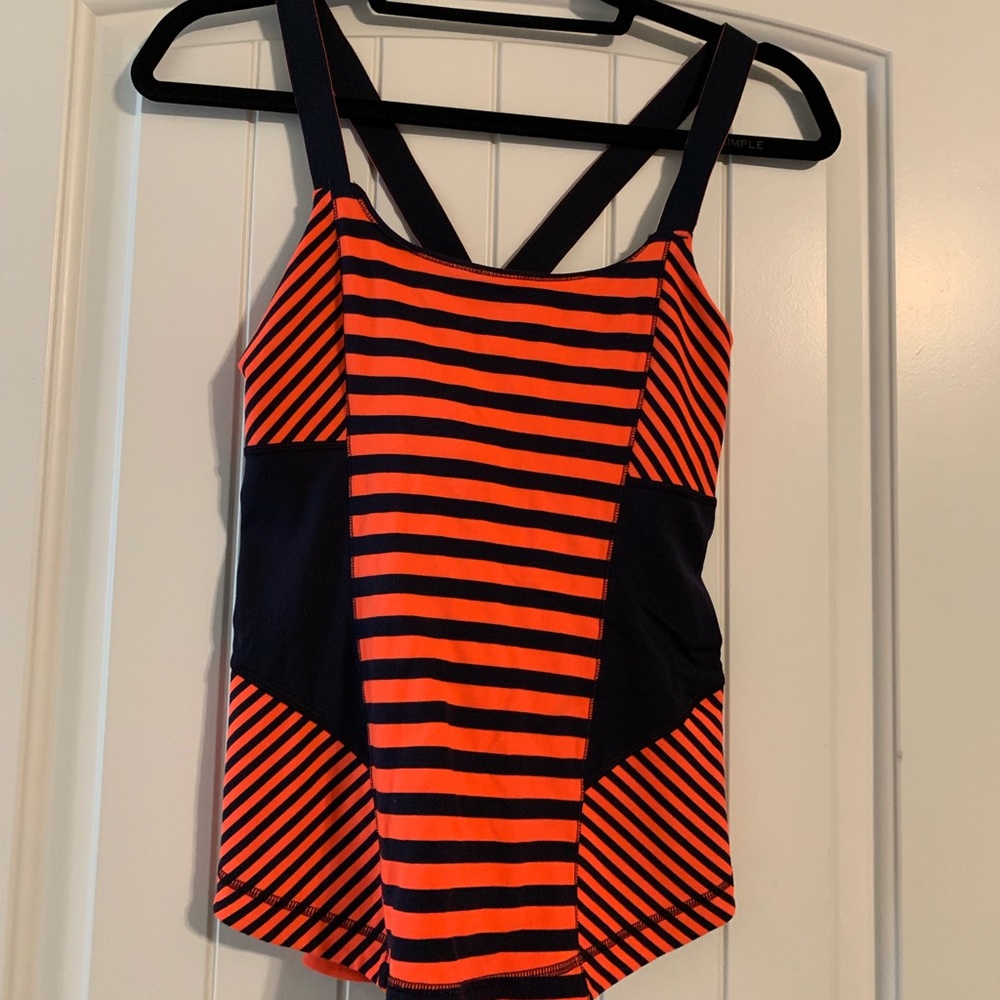 Lululemon tank with built in bra Orange & Black